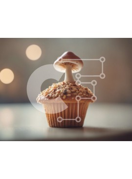Σετ των 2 Intra Συλλεκτικό Ξύλινο Παζλ Plywood  4mm - Cupcake σε σχήμα μανιταριού με φώτα και σκιές Σε Ξύλινο Κουτί - Διαστάσεις: 10x10 cm – 25 κομμάτια