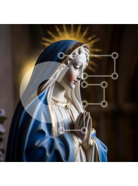 Intra Συλλεκτικό Ξύλινο Παζλ Plywood  4mm - Γαλανόλευκο άγαλμα της Παναγίας στην προσευχή Σε Ξύλινο Κουτί - Διαστάσεις Puzzle: 10x10 cm – 25 κομμάτια