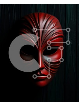 Intra Συλλεκτικό Ξύλινο Παζλ Plywood  4mm - Περίπλοκη ξύλινη μάσκα που κρέμεται σε σκούρο ξύλινο τοίχο Σε Ξύλινο Κουτί - Διαστάσεις Puzzle: 10x10 cm – 25 κομμάτια