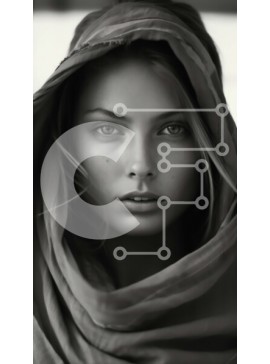 Intra Συλλεκτικό Ξύλινο Παζλ Plywood  4mm - Σοβαρή γυναίκα με μανδύα με κουκούλα που κοιτάζει την κάμερα Σε Ξύλινο Κουτί - Διαστάσεις Puzzle: 10x10 cm – 25 κομμάτια