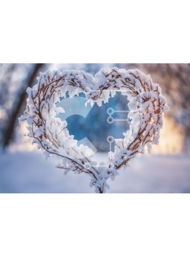 Intra Συλλεκτικό Ξύλινο Παζλ Plywood  4mm - Χιονισμένο στεφάνι σε σχήμα καρδιάς για χειμερινή διακόσμηση Σε Ξύλινο Κουτί - Διαστάσεις Puzzle: 10x10 cm – 25 κομμάτια