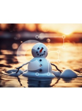 Intra Συλλεκτικό Ξύλινο Παζλ Plywood  4mm - Χιονάνθρωπος που κάθεται στο νερό για χειμερινή διακόσμηση Σε Ξύλινο Κουτί - Διαστάσεις Puzzle: 10x10 cm – 25 κομμάτια