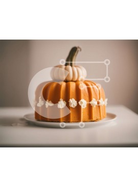 Σετ των 2 Intra Συλλεκτικό Ξύλινο Παζλ Plywood  4mm - Κέικ σε σχήμα κολοκύθας με γλάσο και πάγωμα σε λευκό πιάτο Σε Ξύλινο Κουτί - Διαστάσεις: 10x10 cm – 25 κομμάτια