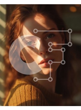 Intra Συλλεκτικό Ξύλινο Παζλ Plywood  4mm - Όμορφη εικόνα μιας νεαρής γυναίκας με σγουρά κόκκινα μαλλιά Σε Ξύλινο Κουτί - Διαστάσεις Puzzle: 10x10 cm – 25 κομμάτια