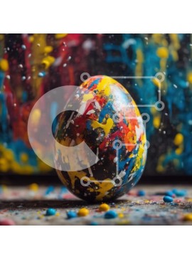 Intra Συλλεκτικό Ξύλινο Παζλ Plywood  4mm - Πολύχρωμο Πασχαλινό αυγό σε άσπρο φόντο Σε Ξύλινο Κουτί - Διαστάσεις Puzzle: 10x10 cm – 25 κομμάτια