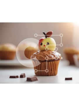 Σετ των 2 Intra Συλλεκτικό Ξύλινο Παζλ Plywood  4mm - Λαχταριστό Cupcake με διακόσμηση σε σχήμα μήλου Σε Ξύλινο Κουτί - Διαστάσεις: 10x10 cm – 25 κομμάτια