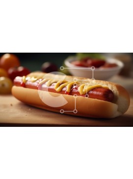 Σετ των 2 Intra Συλλεκτικό Ξύλινο Παζλ Plywood  4mm - Νόστιμο χοτ ντογκ με κέτσαπ και μουστάρδα σε ξύλινο τραπέζι Σε Ξύλινο Κουτί - Διαστάσεις: 10x10 cm – 25 κομμάτια