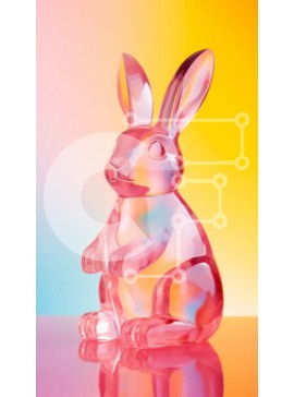 Intra Συλλεκτικό Ξύλινο Παζλ Plywood  4mm - Ροζ λαγουδάκι ειδώλιο σε πολύχρωμο φόντο Σε Ξύλινο Κουτί - Διαστάσεις: 10x10 cm – 25 κομμάτια