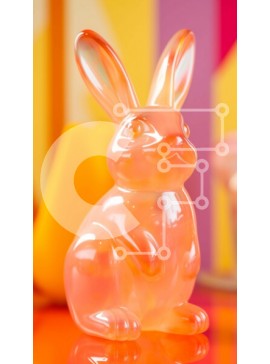 Intra Συλλεκτικό Ξύλινο Παζλ Plywood  4mm - Διαυγές πλαστικό ειδώλιο λαγουδάκι σε πορτοκαλί τραπέζι Σε Ξύλινο Κουτί - Διαστάσεις: 10x10 cm – 25 κομμάτια