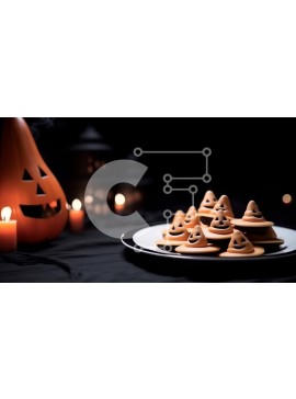 Σετ των 2 Intra Συλλεκτικό Ξύλινο Παζλ Plywood  4mm - Πιάτο με μπισκότα σε σχήμα κολοκύθας με κεριά Σε Ξύλινο Κουτί - Διαστάσεις: 10x10 cm – 25 κομμάτια