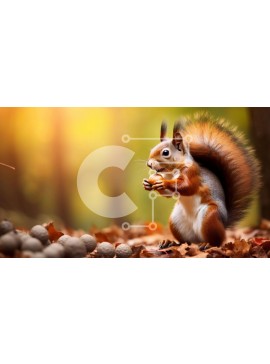 Intra Συλλεκτικό Ξύλινο Παζλ Plywood  4mm - Σκίουρος στο δάσος που τρώει ξηρούς καρπούς Σε Ξύλινο Κουτί - Διαστάσεις: 10x10 cm – 25 κομμάτια