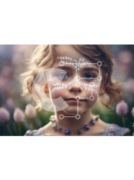 Intra Συλλεκτικό Ξύλινο Παζλ Plywood  4mm - Νεαρό κορίτσι με λευκό χρώμα προσώπου και λουλούδια στο ανοιχτό πεδίο Σε Ξύλινο Κουτί - Διαστάσεις Puzzle: 10x10 cm – 25 κομμάτια