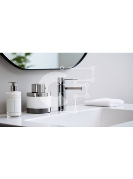 Intra Συλλεκτικό Ξύλινο Παζλ Plywood  4mm - Μοντέρνος νεροχύτης μπάνιου με βρύση χρωμίου και δοσομετρητή σαπουνιού Σε Ξύλινο Κουτί - Διαστάσεις Puzzle: 10x10 cm – 25 κομμάτια