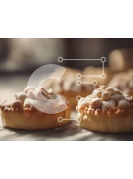 Σετ των 2 Intra Συλλεκτικό Ξύλινο Παζλ Plywood  4mm - Νόστιμα αρτοσκευάσματα με ζάχαρη άχνη σε μαρμάρινο τραπέζι Σε Ξύλινο Κουτί - Διαστάσεις: 10x10 cm – 25 κομμάτια