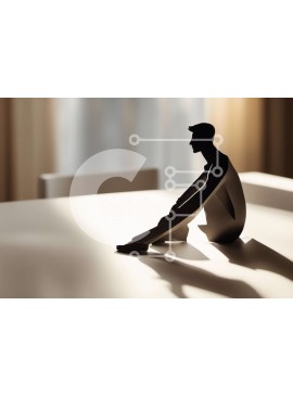 Intra Συλλεκτικό Ξύλινο Παζλ Plywood  4mm - Σιλουέτα ενός ατόμου που κάθεται μπροστά από το παράθυρο Σε Ξύλινο Κουτί - Διαστάσεις Puzzle: 10x10 cm – 25 κομμάτια