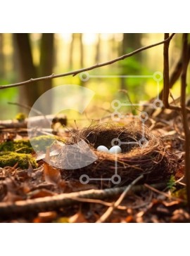 Intra Συλλεκτικό Ξύλινο Παζλ Plywood  4mm - Όμορφη εικόνα μιας φωλιάς πουλιού με τρία αυγά στο δάσος Σε Ξύλινο Κουτί - Διαστάσεις: 10x10 cm – 25 κομμάτια