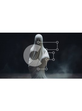 Intra Συλλεκτικό Ξύλινο Παζλ Plywood  4mm - Άγαλμα λευκό φάντασμα σε ένα άδειο ξύλινο τραπέζι Σε Ξύλινο Κουτί - Διαστάσεις Puzzle: 10x10 cm – 25 κομμάτια