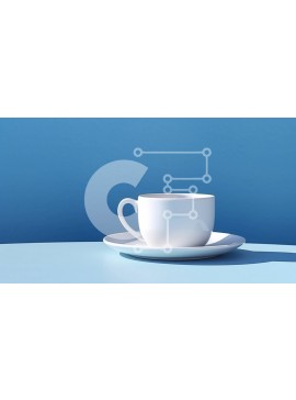 Σετ των 2 Intra Συλλεκτικό Ξύλινο Παζλ Plywood  4mm - Λευκό φλιτζάνι καφέ σε μπλε τραπέζι με πιατάκι Σε Ξύλινο Κουτί - Διαστάσεις: 10x10 cm – 25 κομμάτια