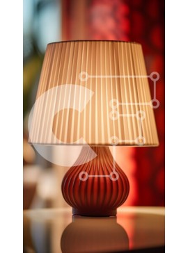 Intra Συλλεκτικό Ξύλινο Παζλ Plywood  4mm - Κόκκινο επιτραπέζιο φωτιστικό σε ξύλινο τραπέζι με κόκκινη κουρτίνα Σε Ξύλινο Κουτί - Διαστάσεις Puzzle: 10x10 cm – 25 κομμάτια