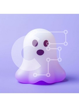 Intra Συλλεκτικό Ξύλινο Παζλ Plywood  4mm - Λάμπα φωτός σε σχήμα φαντάσματος σε μωβ φόντο Σε Ξύλινο Κουτί - Διαστάσεις Puzzle: 10x10 cm – 25 κομμάτια