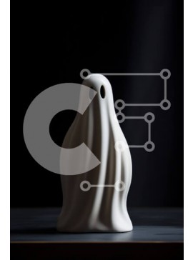 Intra Συλλεκτικό Ξύλινο Παζλ Plywood  4mm - Κεραμικό ειδώλιο White Ghost σε σκούρο φόντο Σε Ξύλινο Κουτί - Διαστάσεις Puzzle: 10x10 cm – 25 κομμάτια