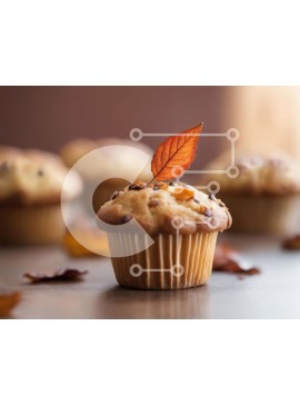 Σετ των 2 Intra Συλλεκτικό Ξύλινο Παζλ Plywood  4mm - Μονό cupcake με φύλλο πορτοκαλιού από πάνω Σε Ξύλινο Κουτί - Διαστάσεις: 10x10 cm – 25 κομμάτια