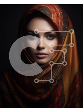 Intra Συλλεκτικό Ξύλινο Παζλ Plywood  4mm - Σοβαρή γυναίκα που φορά πολύχρωμο κασκόλ κοιτάζοντας την κάμερα Σε Ξύλινο Κουτί - Διαστάσεις Puzzle: 10x10 cm – 25 κομμάτια