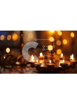 Intra Συλλεκτικό Ξύλινο Παζλ Plywood  4mm - Αναμμένα κεριά σε ξύλινο τραπέζι στο σκοτάδι Σε Ξύλινο Κουτί - Διαστάσεις Puzzle: 10x10 cm – 25 κομμάτια