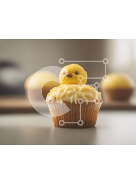 Σετ των 2 Intra Συλλεκτικό Ξύλινο Παζλ Plywood  4mm - Αξιολάτρευτο Cupcake με κοτόπουλο Σε Ξύλινο Κουτί - Διαστάσεις: 10x10 cm – 25 κομμάτια