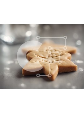 Σετ των 2 Intra Συλλεκτικό Ξύλινο Παζλ Plywood  4mm - Νόστιμα μπισκότα σε σχήμα νιφάδας χιονιού και αστεριού σε ασημικά Σε Ξύλινο Κουτί - Διαστάσεις: 10x10 cm – 25 κομμάτια