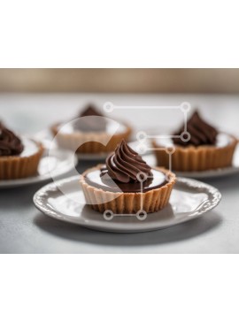 Σετ των 2 Intra Συλλεκτικό Ξύλινο Παζλ Plywood  4mm - Ομάδα έξι cupcakes σοκολάτας σε λευκά πιάτα Σε Ξύλινο Κουτί - Διαστάσεις: 10x10 cm – 25 κομμάτια