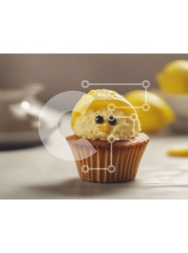 Σετ των 2 Intra Συλλεκτικό Ξύλινο Παζλ Plywood  4mm - Cupcake με κίτρινο γλάσο και λεμόνια Σε Ξύλινο Κουτί - Διαστάσεις: 10x10 cm – 25 κομμάτια