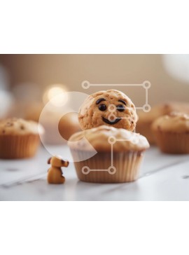 Σετ των 2 Intra Συλλεκτικό Ξύλινο Παζλ Plywood  4mm - Αξιολάτρευτο Cupcake με χαμογελαστό πρόσωπο και σκυλιά Σε Ξύλινο Κουτί - Διαστάσεις: 10x10 cm – 25 κομμάτια