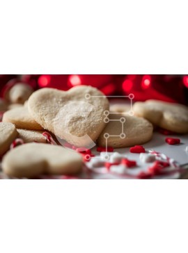 Σετ των 2 Intra Συλλεκτικό Ξύλινο Παζλ Plywood  4mm - Μπισκότα για την Ημέρα του Αγίου Βαλεντίνου σε σχήμα καρδιάς σε λευκό πιάτο Σε Ξύλινο Κουτί - Διαστάσεις: 10x10 cm – 25 κομμάτια