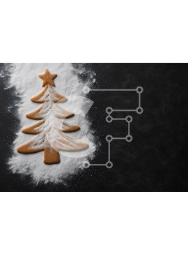 Σετ των 2 Intra Συλλεκτικό Ξύλινο Παζλ Plywood  4mm - Δέντρο μπισκότων μελόψωμο με διακόσμηση ζάχαρης άχνη Σε Ξύλινο Κουτί - Διαστάσεις: 10x10 cm – 25 κομμάτια
