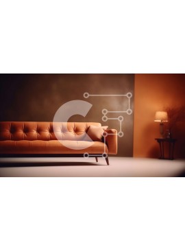 Intra Συλλεκτικό Ξύλινο Παζλ Plywood  4mm - Καφέ δερμάτινος καναπές σε μπεζ δωμάτιο με επιτραπέζιο φωτιστικό Σε Ξύλινο Κουτί - Διαστάσεις Puzzle: 10x10 cm – 25 κομμάτια