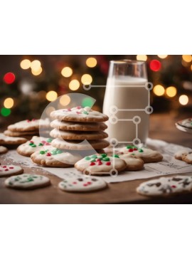 Σετ των 2 Intra Συλλεκτικό Ξύλινο Παζλ Plywood  4mm - Εορταστικά μπισκότα και γάλα σε ένα τραπέζι Σε Ξύλινο Κουτί - Διαστάσεις: 10x10 cm – 25 κομμάτια