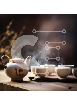 Σετ των 2 Intra Συλλεκτικό Ξύλινο Παζλ Plywood  4mm - Λευκή τσαγιέρα και φλιτζάνια με ατμό Σε Ξύλινο Κουτί - Διαστάσεις: 10x10 cm – 25 κομμάτια