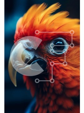 Σετ των 2 Intra Συλλεκτικό Ξύλινο Παζλ Plywood  4mm - Όμορφη εικόνα ενός πολύχρωμου παπαγάλου με πορτοκαλί φτερά και κίτρινο ράμφος Σε Ξύλινο Κουτί - Διαστάσεις: 10x10 cm – 25 κομμάτια