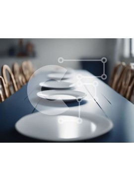 Intra Συλλεκτικό Ξύλινο Παζλ Plywood  4mm - Άδειο τραπέζι φαγητού με λευκά πιάτα Σε Ξύλινο Κουτί - Διαστάσεις Puzzle: 10x10 cm – 25 κομμάτια