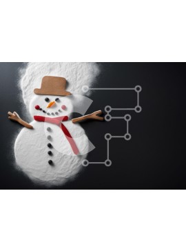 Intra Συλλεκτικό Ξύλινο Παζλ Plywood  4mm - Χιονάνθρωπος από ζάχαρη άχνη στην άμμο Σε Ξύλινο Κουτί - Διαστάσεις Puzzle: 10x10 cm – 25 κομμάτια