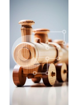 Intra Συλλεκτικό Ξύλινο Παζλ Plywood  4mm - Πολύχρωμο ξύλινο τρένο παιχνιδιών με ατμομηχανή και τέσσερα αυτοκίνητα Σε Ξύλινο Κουτί - Διαστάσεις Puzzle: 10x10 cm – 25 κομμάτια