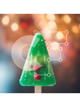 Σετ των 2 Intra Συλλεκτικό Ξύλινο Παζλ Plywood  4mm - Πράσινο χριστουγεννιάτικο δέντρο με γλάσο με γλάσο και ζαχαρωτά Σε Ξύλινο Κουτί - Διαστάσεις: 10x10 cm – 25 κομμάτια