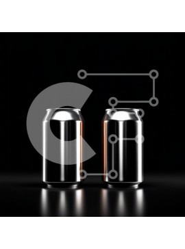 Intra Συλλεκτικό Ξύλινο Παζλ Plywood  4mm - Κομψή εικόνα δύο ασημένιων κουτιών αναψυκτικού σε κομψό μαύρο φόντο Σε Ξύλινο Κουτί - Διαστάσεις Puzzle: 10x10 cm – 25 κομμάτια