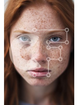 Intra Συλλεκτικό Ξύλινο Παζλ Plywood  4mm - Σοβαρή κοκκινομάλλα γυναίκα με φακίδες Σε Ξύλινο Κουτί - Διαστάσεις Puzzle: 10x10 cm – 25 κομμάτια