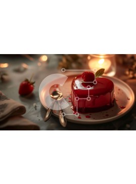 Σετ των 2 Intra Συλλεκτικό Ξύλινο Παζλ Plywood  4mm - Κέικ σε σχήμα καρδιάς με κόκκινο παγωμένο και φράουλες Σε Ξύλινο Κουτί - Διαστάσεις: 10x10 cm – 25 κομμάτια