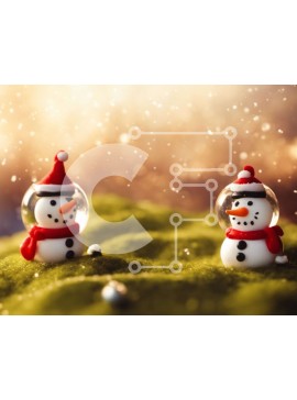 Intra Συλλεκτικό Ξύλινο Παζλ Plywood  4mm - Δύο ειδώλια χιονάνθρωποι στην πράσινη χλόη Σε Ξύλινο Κουτί - Διαστάσεις Puzzle: 10x10 cm – 25 κομμάτια