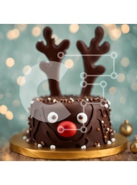 Σετ των 2 Intra Συλλεκτικό Ξύλινο Παζλ Plywood  4mm - Κέικ ταράνδου σοκολάτας Σε Ξύλινο Κουτί - Διαστάσεις: 10x10 cm – 25 κομμάτια