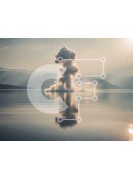 Intra Συλλεκτικό Ξύλινο Παζλ Plywood  4mm - Καπνός που αναδύεται από το νερό με βουνά στο φόντο Σε Ξύλινο Κουτί - Διαστάσεις: 10x10 cm – 25 κομμάτια