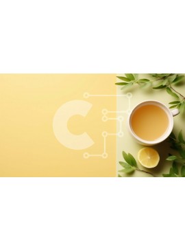 Σετ των 2 Intra Συλλεκτικό Ξύλινο Παζλ Plywood  4mm - Φλιτζάνι τσάι με φέτες λεμονιού σε κίτρινο φόντο Σε Ξύλινο Κουτί - Διαστάσεις: 10x10 cm – 25 κομμάτια